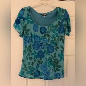 Beautiful Teal Blue Floral Skirt Set